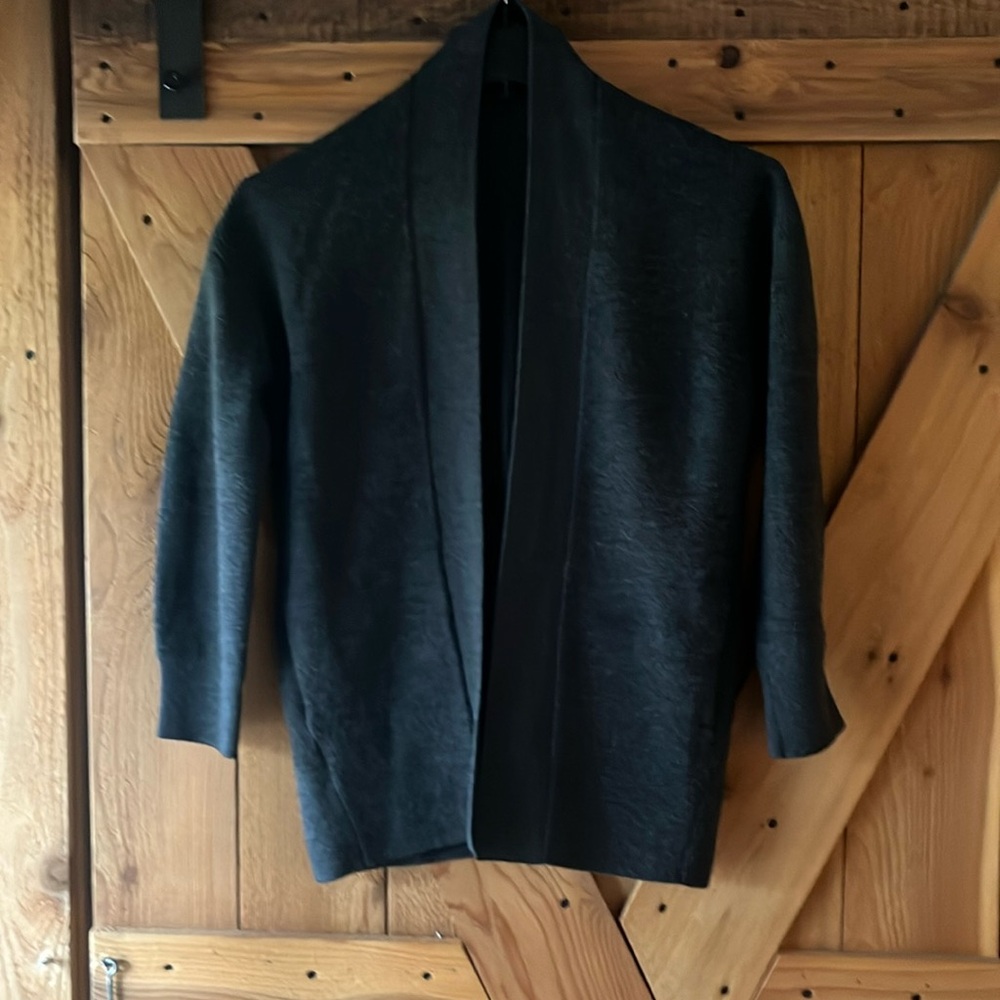 Lululemon Merino Wool-Blend Ribbed Long Wrap Sweater - Heathered Black, Size 0